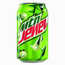 a can of mtn dew with a geometric design on it on a white background .