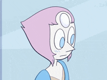 a cartoon character with a white pearl on her face