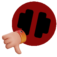 a hand is giving a thumbs down sign in front of a red circle