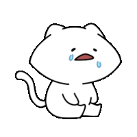 a white cat is sitting down and crying with tears coming out of its eyes .