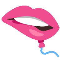 a cartoon illustration of a woman 's mouth with a balloon attached to it