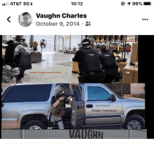 a facebook post from vaughn charles shows armed guards