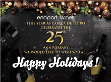 an advertisement for enoport wines celebrates the 25th anniversary of the company