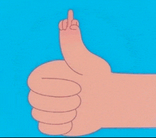 a cartoon hand is giving a thumbs up sign with its middle finger .