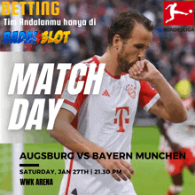 an advertisement for augsburg vs bayern munchen on saturday january 27th