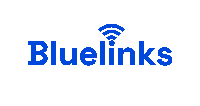 a blue logo for bluelinks with a wireless symbol