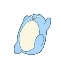 a cartoon drawing of a blue monster with a red heart on its face