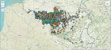 a map shows a lot of dots on it and says ' openstreetmap contributors ' on the bottom left