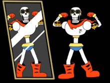 a cartoon of a skeleton wearing sunglasses and boots