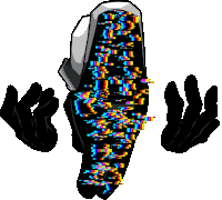 a drawing of a person 's hands with a glitch effect on them