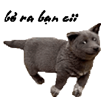 a sticker of a gray dog with the words bo na ban eii on the bottom