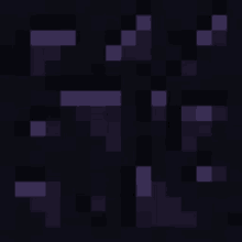 it looks like a minecraft block with purple blocks on it .