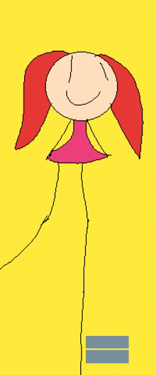 a drawing of a girl with red hair and a pink dress