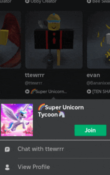 a screenshot of a video game with a super unicorn tycoon