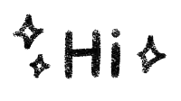 the word hi is written in black on a white background .