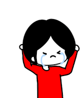 a cartoon of a person crying with a red shirt on