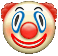 a close up of a clown face with blue eyes and red hair