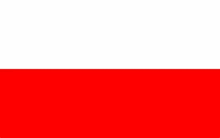 a red and white flag with a white stripe on the bottom .