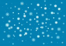 snowflakes falling on a blue background with a circle in the middle