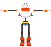 a 3d model of papyrus from undertale with arms and legs