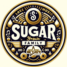 a logo for the sugar yasmin family with a star maker