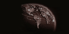 a map of the world with a lot of lines going around it