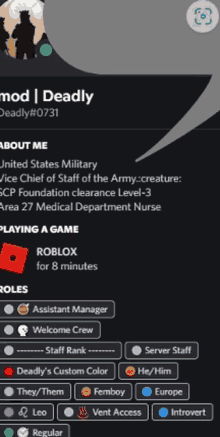 a screenshot of a person 's profile on a website