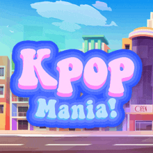 a sign that says kpop mania in pink letters