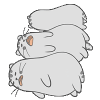 a cartoon drawing of three cats laying on their backs