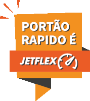 an orange sign that says " portao rapido e jetflex "