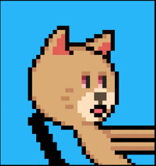 a pixel art drawing of a dog pointing