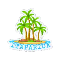 a small island with palm trees and the name itaparica on it