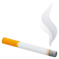 a yellow and white cigarette with smoke coming out of it on a white background