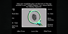 a computer screen shows a magnifying glass with a fingerprint inside