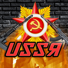 a poster with two guns and the word ussr