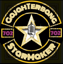 a logo for gojahterbong 702 stopmaker with a microphone in the center