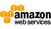 a logo for amazon web services with orange boxes on a white background