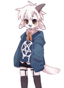 a drawing of a goat with horns wearing a pentagram sweater