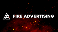 a fire advertising logo with a triangle in the center