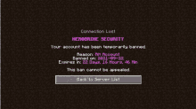 a screenshot of a minecraft game that says connection lost .