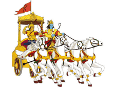 a cartoon illustration of a man riding in a carriage pulled by horses .