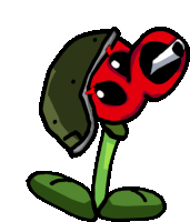 a cartoon drawing of a red flower with a green stem