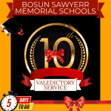 a poster for bosun sawyerr memorial schools that says valedictory service