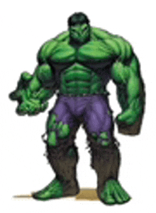 the hulk is standing on a white background and has a mask on his face .