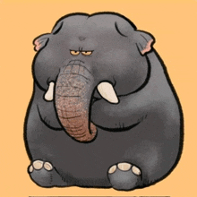 a cartoon drawing of an elephant covering its face