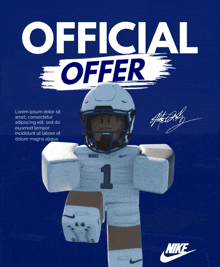 a poster that says official offer with a football player on it