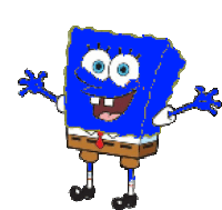 a pixel art of a blue spongebob squarepants cartoon character