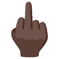 a brown hand giving the middle finger on a white background