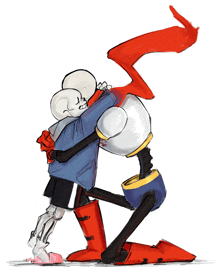 a couple of skeletons hugging each other with a red scarf