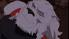 a cartoon character is laying down with his eyes closed and a beard